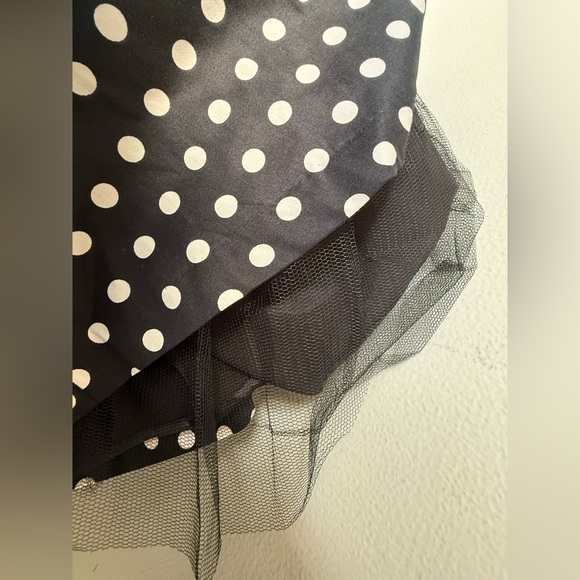 City Chic Black and White Polka Dot Dress with tulle underlay - Picture 4 of 7